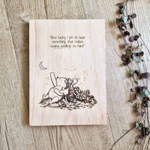 Winnie the Pooh - "How Lucky I Am" Quote Solid Pine Sign