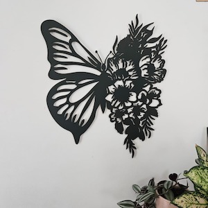 Nude Unpainted: Floral Butterfly Wall Art