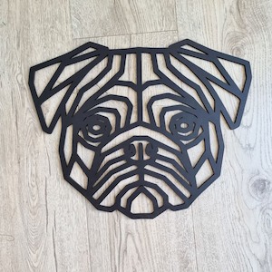 Geometric Pug Wall Art Nude (Unpainted)