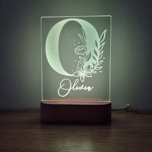 Night Light Floral Letter Personalised Name