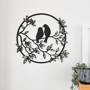 Geometric Animals: Birds On Branch Wall Art