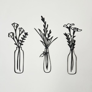 Set Of 3 Flowers In Vase Wall Art