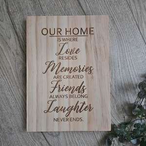 Our Home Is Where Solid Pine Sign