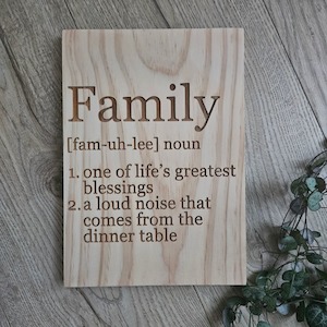 Family Definition Solid Pine Sign