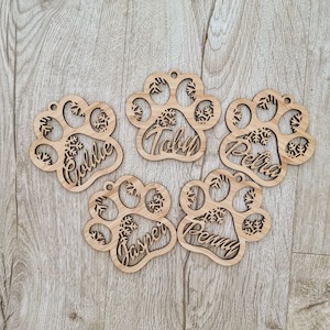 Dog Paw Christmas Baubles Personalised