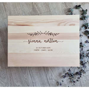 Birth Details with Olive Leaves Keepsake Box