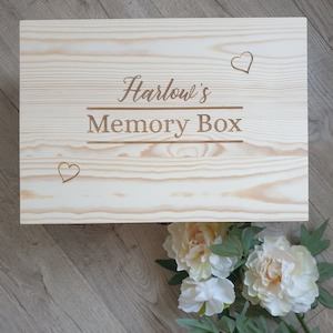 Keepsake Box Pine Engraved -Memory Box