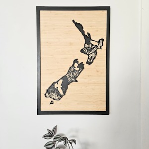 NZ Native Bird Map 3 Layer Bamboo