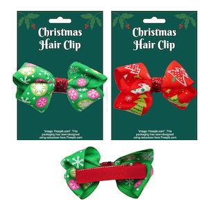 Xmas Novelty Hair Bow Clip 8cm