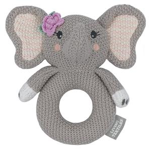 Baby wear: Whimsical Knitted Ring Rattle (Ella the Elephant)