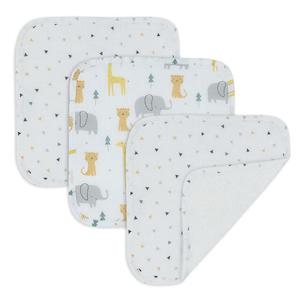 Baby wear: 3-PACK MUSLIN WASH CLOTHS - Animals