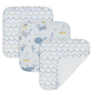 3-PACK MUSLIN WASH CLOTHS - Whales