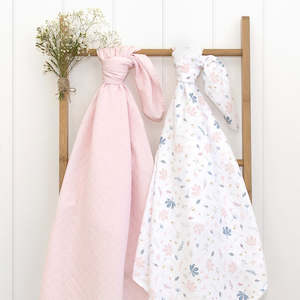 Baby wear: Organic Muslin 2-pack Swaddle Wraps - Botanical/Blush