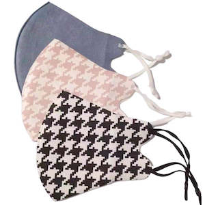 Baby wear: Queen of the Foxes -  Mask set of 3. HOUNDSTOOTH BLACK | HOUNDSTOOTH PINK | BLUE