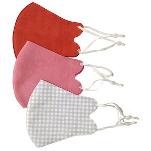 Baby wear: QUEEN OF THE FOXES PACK OF 3 FACE MASKS | LULU - POWDER BLUE GINGHAM, SUMMER PINK, ELECTRIC ORANGE - LIMITED EDITION!