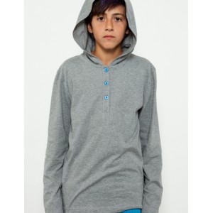 Rookie Grey Button Hooded Henley