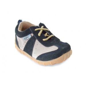 Doodles Navy Beige Leather Shoe