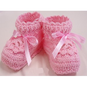 Hand Crochet Booties (Pink, Blue or White)