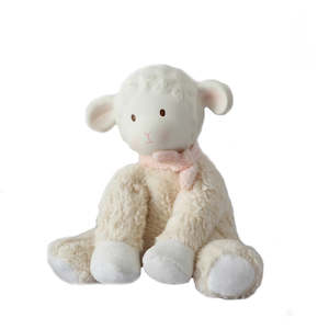 Tikiri Lila Lamb With Rubber Teether Head & Pink Bow