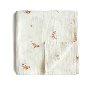 Mushie Organic Muslin Swaddle -  Flowers