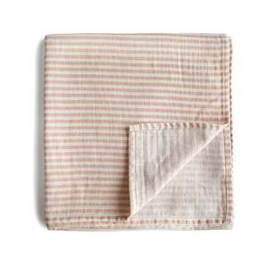 Mushie Organic Muslin Swaddle - Natural Stripes