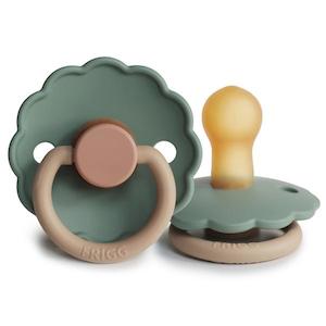 FRIGG Daisy Colour Block Rubber Pacifier - Willow