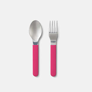 PlanetBox Magnetic Stainless Steel Utensils - Raspberry