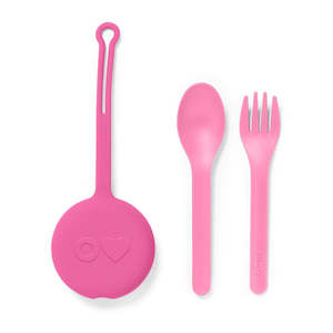 OmieBox Fork & Spoon Pod Set - Bubble Pink