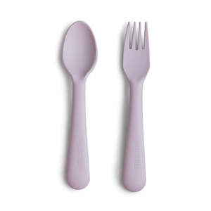 Toy: Fork & Spoon Set - Soft Lilac