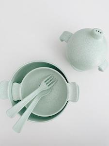 Lion + Lamb Wheat Straw Dinnerware Set - Seafoam