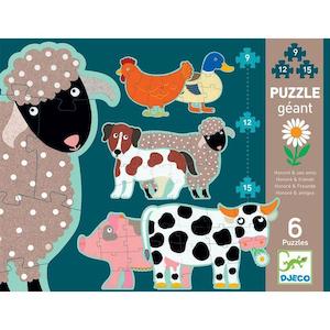 Toy: Djeco Honore & Farm Friends Progressive Puzzle - Set Of 6