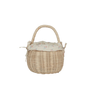 Olli Ella Rattan Berry Basket with Lining - Pansy