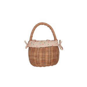 Olli Ella Rattan Berry Basket with Lining - Gumdrop