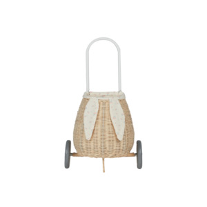 Olli Ella Rattan Bunny Luggy with Lining - Pansy