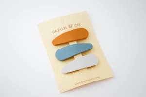 Grech & Co Hair Snap Clips (Set of 3) - Golden, Light Blue, Buff