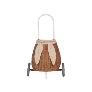 Olli Ella Rattan Bunny Luggy with Lining - Gumdrop