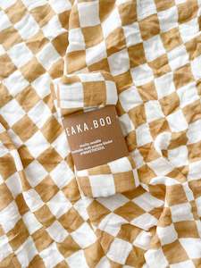 SEAKA.BOO Tillie Check Muslin Swaddle - Sandalwood