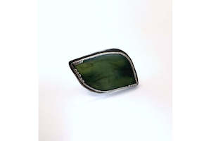 Large Bezel set Pounamu and Silver Ring