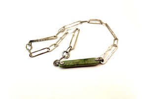 Silver/Jade One Bar Necklace