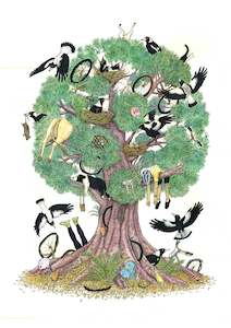 Magpie Tree Print - A3