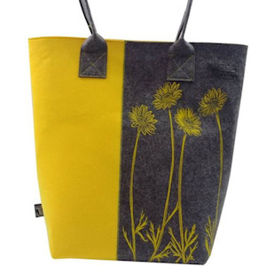 Jo Lupings Ecofelt Marguerite Daisy Yellow & Grey Tote