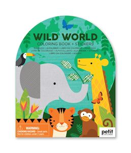 Le Petite Collage Colouring Book with Stickers Wild World