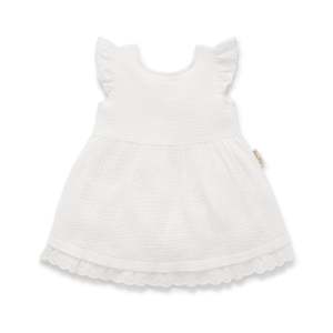 Aster & Oak White Muslin Flutter Dress