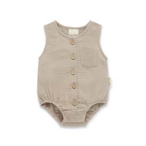 Aster & Oak Sand Muslin Bubble Romper