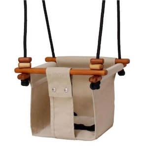 Solvej Swings: Solvej Baby and Toddler Canvas Swing, Soft Linen