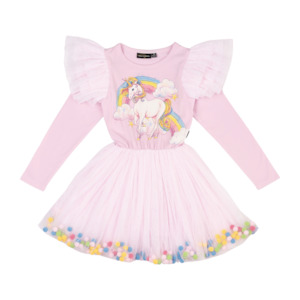 Rock Your Kid Unicorn Rainbow Pom Pom Circus Dress