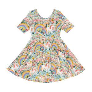 Rock Your Kid Embroidered Unicorns Mabel Waisted Dress