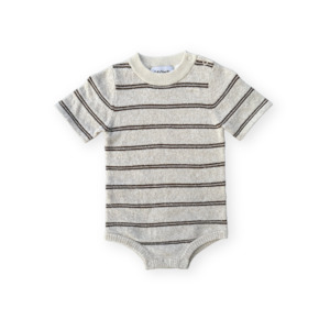 Grown Knitted Terry Striped Bodysuit Dune/Cafe