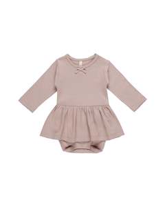 Quincy Mae Pointelle Skirted Bodysuit Mauve