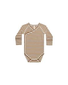 Quincy Mae Side Snap Bodysuit Cinnamon Stripe